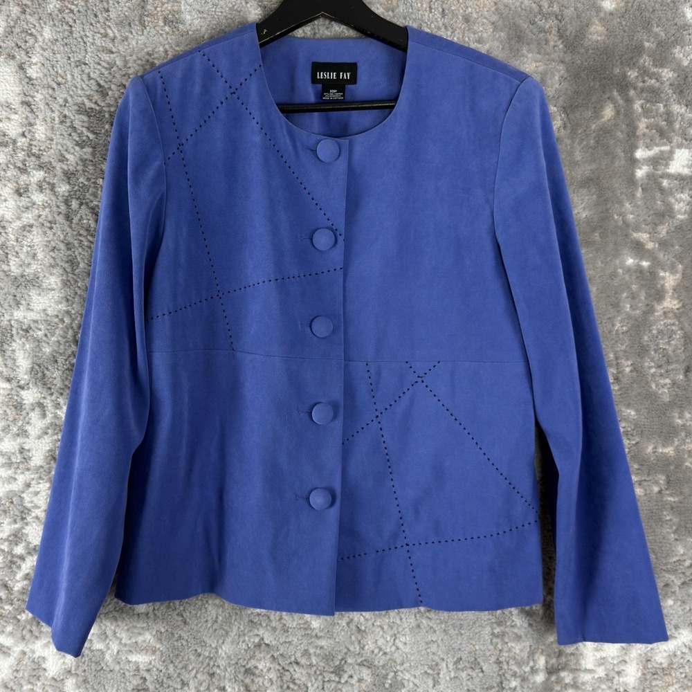 Leslie Fay Petite Size 10P Career Button Blazer A Line Midi Skirt Suit Stretch
